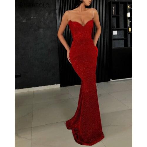Lugentolo Party Dress Women Fashion Sexy Spaghetti Strap Buttock Fishtail Dresses Solid Slim Dinner Female Maxi Dress