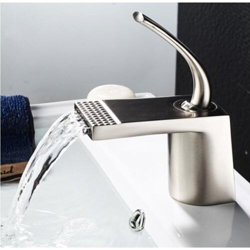 Vidric Basin Faucets Waterfall Bathroom Faucet Single handle Basin Mixer Tap Bath Black gold white Faucet Brass Sink Water Crane