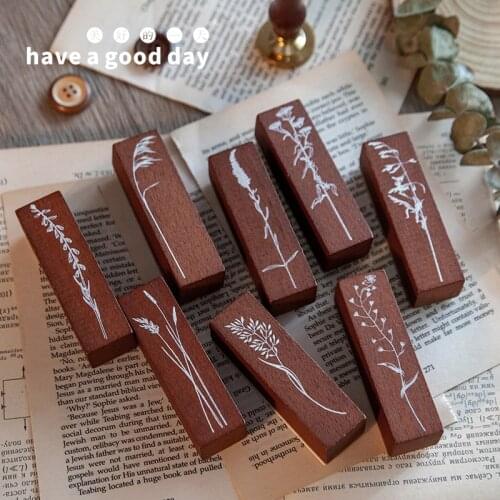 Vintage Reed Grass Flower Plant Stamp DIY Wooden Rubber Stamps For Scrapbooking Stationery Scrapbooking Standard Stamp