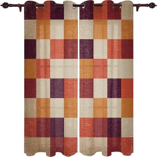 French Window Curtains Retro Checkered Rectangle Living Dining Room Kids Bedroom Modern Luxury Home Decor Curtains