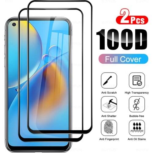 2Pcs Full Cover Tempered Glass Protective For OPPO A74 4G Glasses Screen Protector Glass For A 74 6.43" Phone Protection Film