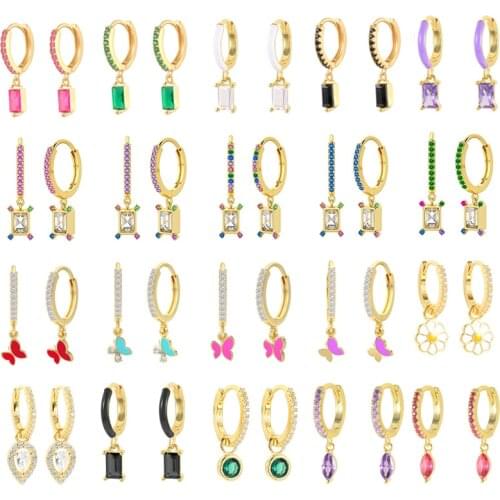 CANNER Zircon Earring 925 Sterling Silver Hoop Earrings For Women Cute Butterfly Sunflower Heart Pendientes Brincos Fine Jewerly