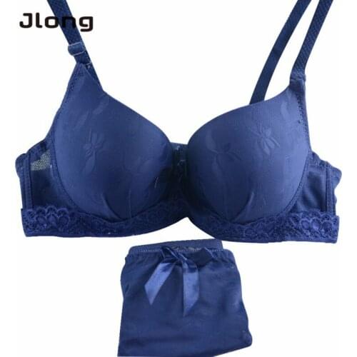 Women Underwear Lace Sexy Intimates Embroidery Push Up Bra Sets with Panties Cup size B 32 34 36