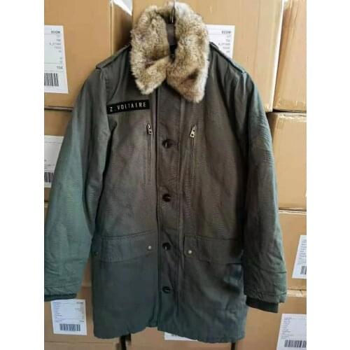 Winter Woman Military Padded Parka Detachable Fur Collar Front Pockets Long Sleeves Shoulder Fashion Warm Puffers Coat