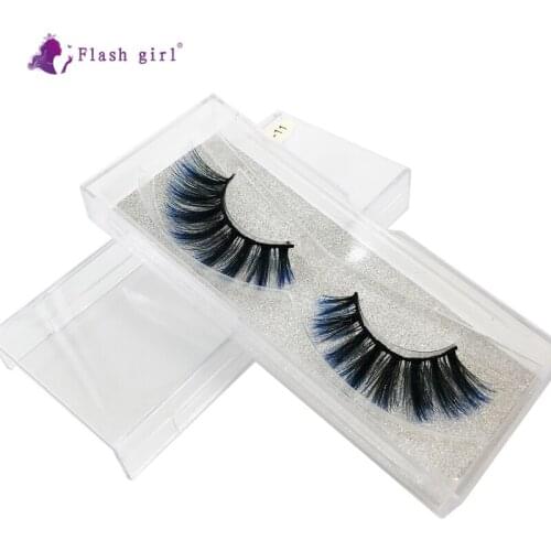 1 Pair 3D Mink Eyelashes E-11 Fluffy Colorful Fake Eyelash Makeup Natural Long Handmade Eye Lashes Professional Beauty Makeup
