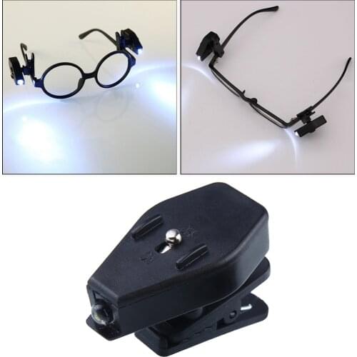 1 Pair LED Clip-on Eyeglass Lamp Rotatable Light for Night Reading Camping