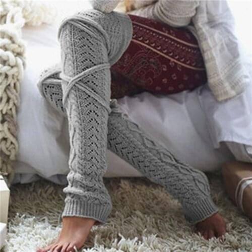 1 Pair Winter Warm Leg Warmer Women Knee High Knitted Solid Crochet Leg Warmers Socks Boot Cuffs Socks 7 Color