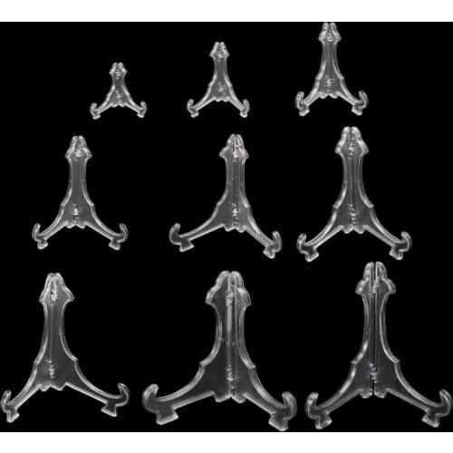 10Pcs New Clear Plastic Easels Plate Holders Display Dish Picture Frame Photo Holder