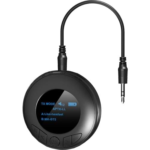 2-IN-1 BT5.0 Audio Transmitter Receiver Wireless Audio Adapter With OLED Display Compatible With 3.5mm Audio Jack Audio Devices