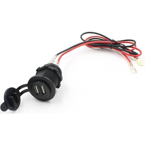 200pcs 12V 24V 2 Dual USB Motorcycle Car Cigarette Lighter Socket Charger Power Adapter Outlet Car Accessories