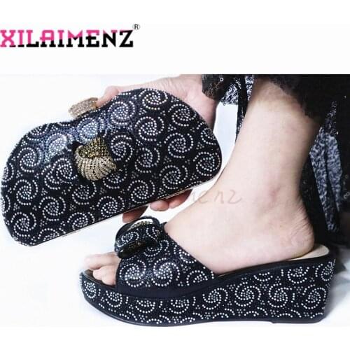 2020 Novelty Style Italian Design Women Shoe and Baga to Match Nigreian Lady Shoes Matching Bag in Black Color For Wedding