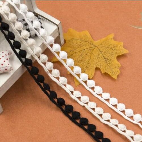 30yards 12mm Width Pure Cotton Pom Pom Trim Tassel Ball Fringe Ribbon DIY Sewing Accessories Lace Material Apparel