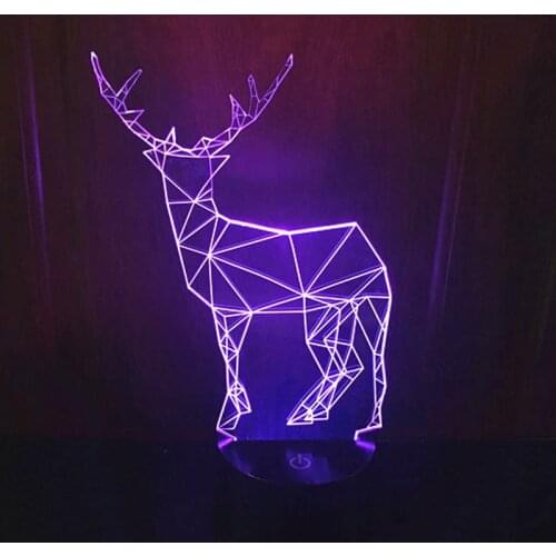 3D LED Night Light Sika Deer Come with 7 Colors Light for Home Decoration Lamp Amazing Visualization Optical Illusion Awesome