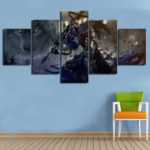 5Panel Dark Souls Warrior Gamer Modular Posters Canvas Wall Art Pictures Decoration Living Room Accessories Home Decor Paintings