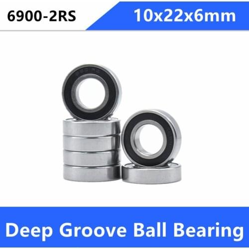 50pcs/lot 6900-2RS thin wall bearing 6900 6900RS 61900-2RS rubber sealed deep groove ball bearings 10x22x6 mm
