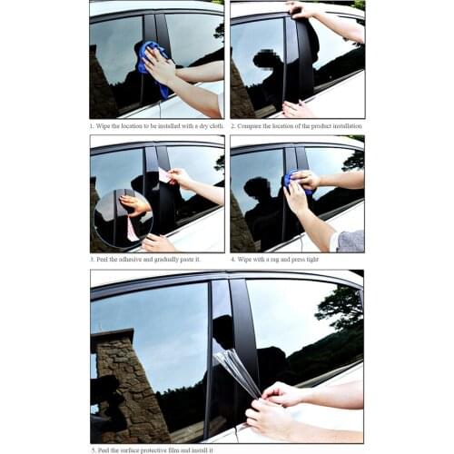 8PCS Black PC Car Decorative Film SIde Door Window Pillar Cover Trim For Honda HRV HR-V 2016-2020 Car Door Trim Covers