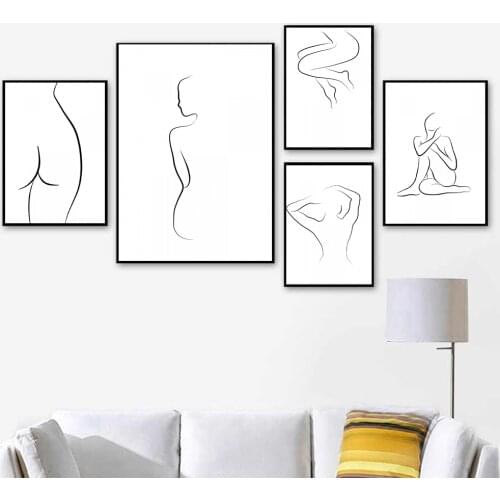 Abstract Women Line Drawing Nordic Posters and Prints Modern Canvas Painting Wall Art Sexy Girl Wall Pictures Bedroom Home Decor
