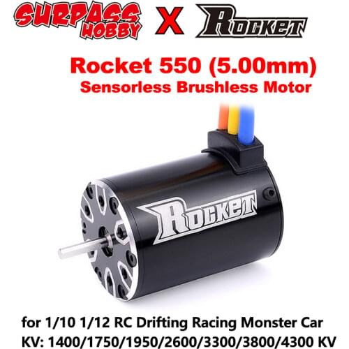 Surpass Hobby Rocket 550 Sensorless Motor shaft 5.00mm 4 Poles 1400/1950/2600/3800/4300KV for 1/10 4WD Trucks Monster Car Buggy