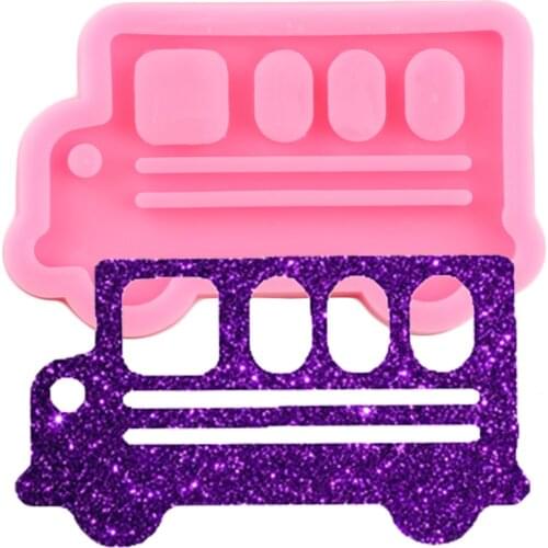 Shiny Glossy Bus Silicon Mold DIY Craft Keychains Molds Epoxy Resin Jewelry Making Keychain Mould Handmade Polymer Clay Moulds