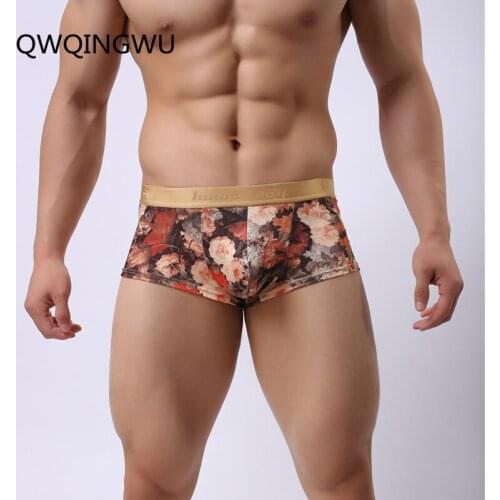 High Quality Men Boxers Shorts Mens Novelty Flowers Print Underwear Brand Sexy Fashion Boxers Underpants Low Waist Boxers