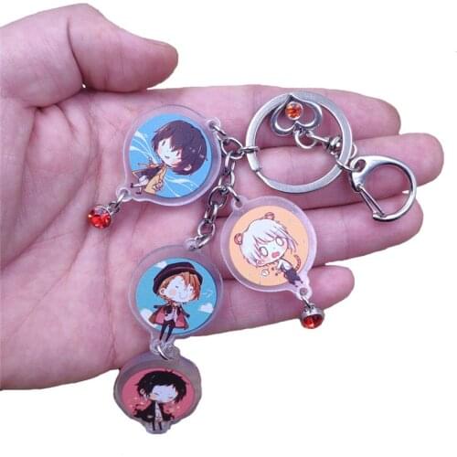 Bungo Stray Dogs 4 Styles Acrylic Pendant Keychain For Key Ring With Red Heart Bead Child Student Love Hot Anime Jewelry