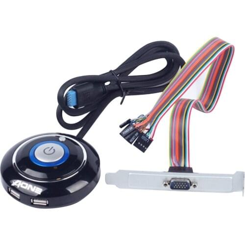 Desktop PC Computer Case Power Switch with Dual USB Ports Power Reset Button LED Lights 1.2m Extension Cord