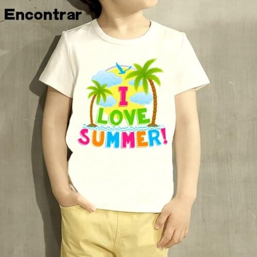 Kids I Love Summer Watermelon Cartoon Design T Shirt Boys/Girls Short Sleeve Tops Children Cute T-Shirt,HKP2214
