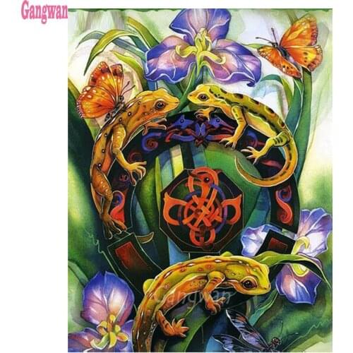 Diy 5D Diamond Painting Gecko Butterfly iris landscape 5D Diamond Embroidery Cross Stitch Full Square Round stones home Decor