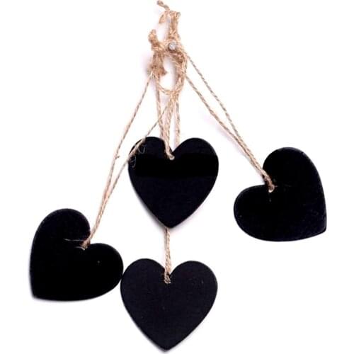 10pcs Mini Heart Shaped Chalk Message Memo Board Blackboard Hanging 65x60mm