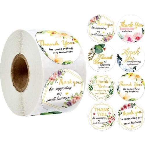 1.5inch Thank You Labels Stickers Round Shape Adhesive Stickers Roll For Wedding Business Shop Wrapping Supplies Seal Decoration