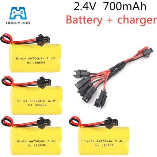 Hobby Hub 2.4V 700mah AA nicd Rechargeable Battery with 5in1 cable for RC Car boat truck Electric toy 2.4 v 700 mah AA battery