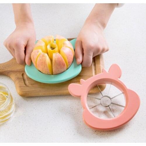 Cute Cartoon Stainless Steel Cut Fruit Artifact Apples Slicer Removing Core Tool Practical Fruit Easy Cut Slicer Cutter Kitchen