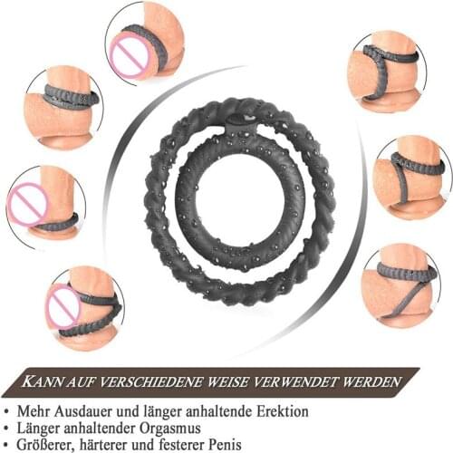 Lock Ring Rechargeable Silicone Vibration Plus Lock Ring Delay Masturbation Device For Male Adult Double Ring Sex Toys