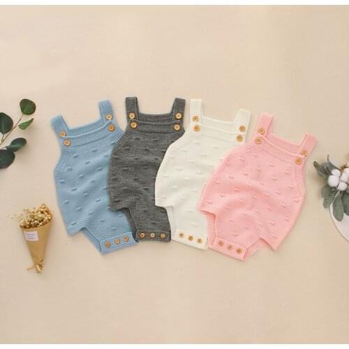 Baby Boys Summer Romper Lovely knitted Infant Girl Solid Rompers New born Baby One-pieces Kids Girls Boy Suspender Romper