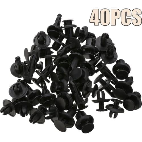 40pcs Fastener Clips Car Push Pin Rivet Bumper Fender Retainer Fastener Mud Flaps Clip Kit Fit 8mm-10mm Hole