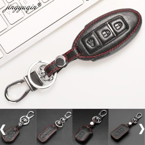 Jingyuqin Leather Car Key Cover Case For Nissan Qashqai X-Trail t31 kicks Tiida Pathfinder Murano Note Juke Micra Almera Tiida