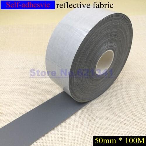 Wholsale 50mm(2") x 100M Self-adhesive Bright Silver Reflective Fabric TC Tape Safety Warning Reflective Material Tape