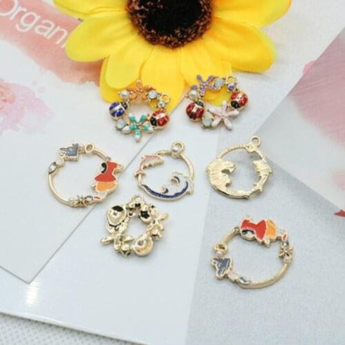 Korean Style Sweet Colorful Flower Jewelry Accessories for Women Girls Cute Crystal Animal Ladybug Charm Party Jewelry Gifts