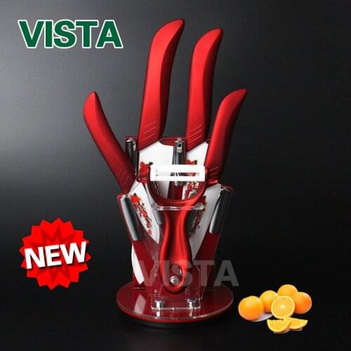Kitchen Knives flower print set 3 "4" 5 "6" ceramic knives set with stand ceramic knives with peeler and handle
