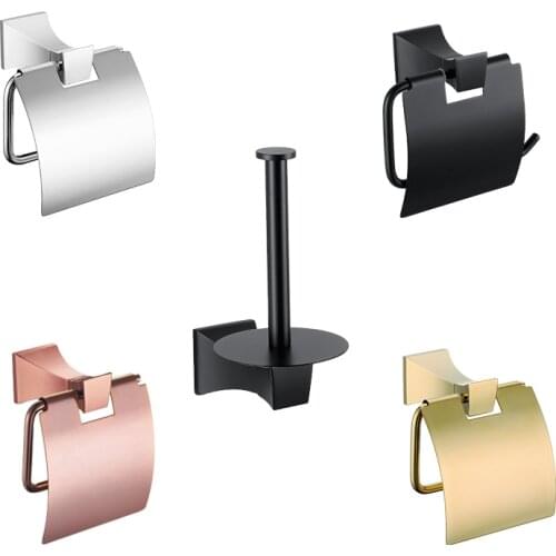 Bathroom Toilet Roll Paper Holder Wall Mounted Stainless Steel Bathroom WC Paper Holder Water Proof Durable Tissue Box Rack Gold