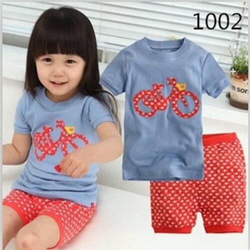 New Fashion Girls Clothes Kids Pajamas Suits Baby Boy Sleepwear PJS Home Pyjamas Cotton Children T-Shirt + Pant Set