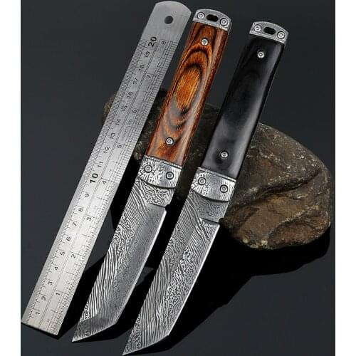 Fixed Blade Hunting Knife With Sheath Wood Handle Survival Tactical Knife Outdoor Camping Small Straight Knives EDC Multi Tool