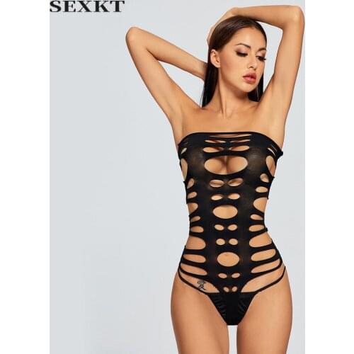 Sexy Sexy Bikini Style Breast Leakage Sheer Cutout Pajamas Uniform Style Plus Size Costumes Body Suit Sexy Nightwear Nylon