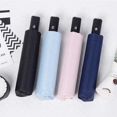 Fully automatic reverse umbrella folding rain umbrella three-fold double business umbrella car anti-retracting umbrella