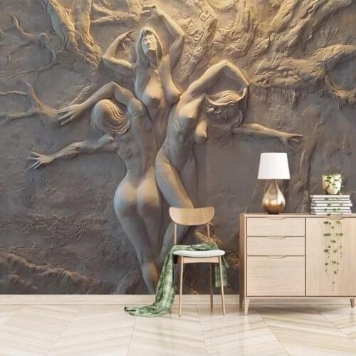 Custom Wallpaper European 3D Stereoscopic Embossed Abstract Beauty Body Art Background Wall Painting Living Room Bedroom Mural
