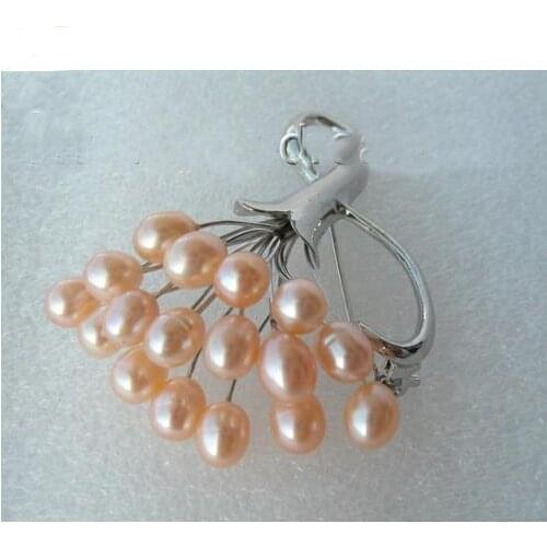 Wonderful Pink Round Natural Cultured Pearls Brooches,Wedding Party Pearl Jewelry,Fashion Ladys Pearl Jewelry