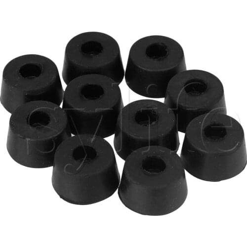 10Pcs 10mm Hole Dia Furniture Leg Protector Cone Shaped Rubber Feet Pads Black