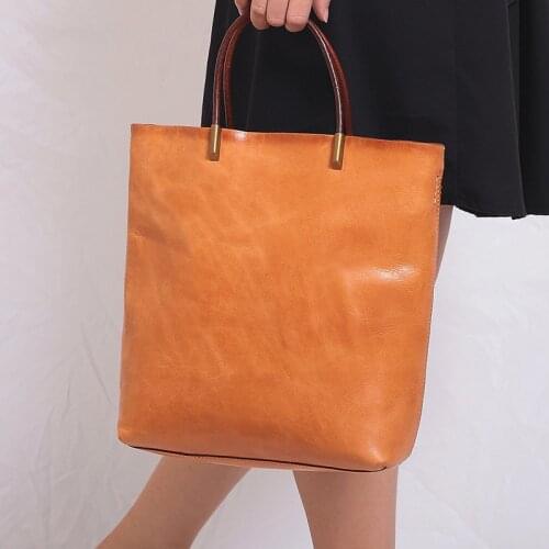 Retro Luxury Handbags Women Bags Designer Bucket Tote Bag 2021 Spring Vintage Large Capacity Genuine Leather Shoulder Bags