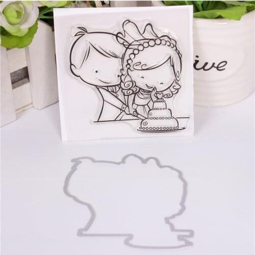 Cake Boy Girl Cartoon Pattern Stamp And Metal Die Scrapbooking Alphabet Stamp Embossing Craft Making Silicone Transparent Stamps