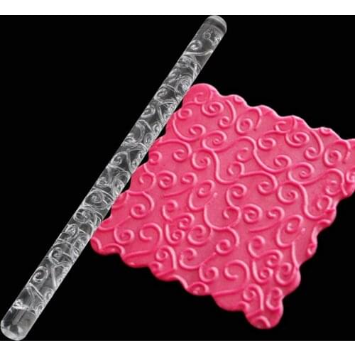 NICEYARD Acrylic Embossing Rolling Pin Fondant Cake Rolling Pin Sugar Craft Pastry Roller Cooking Tools Baking Decorating Tools
